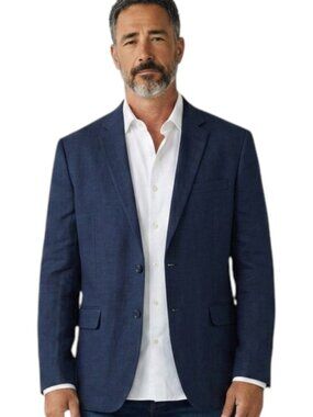 Saks 5th x Ermenegildo Zegna Mens Sport Coat 44R Navy Blue Trim Fit Double Vent